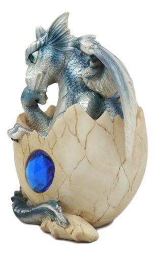 Ebros Gift Ebros September Birthstone Dragon Egg Statue 4.25" Tall Blue Sapphire September Birthstone Gem Symbol Hatchling Dragon Collector Figurine