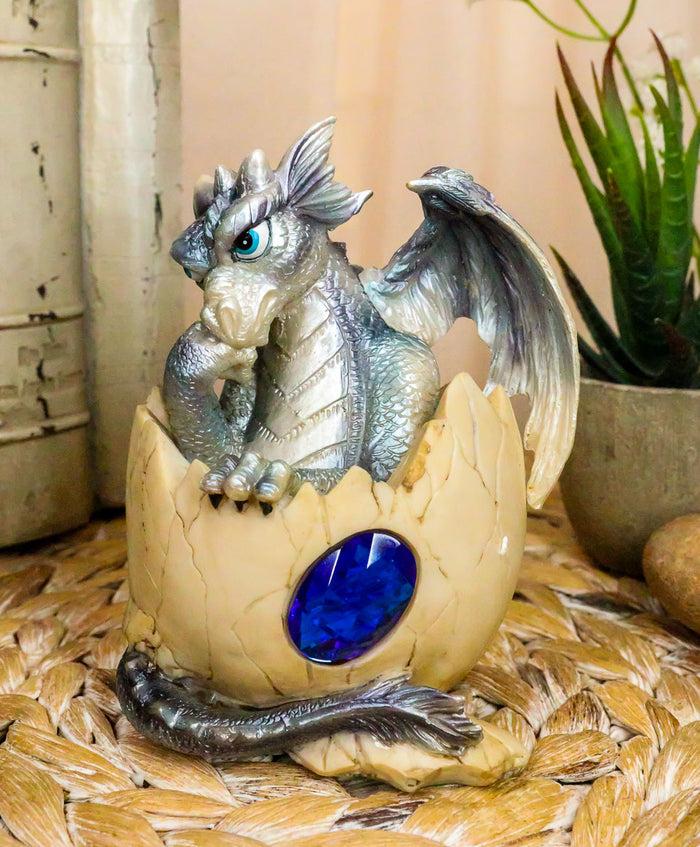 ebros gift Ebros September Birthstone Dragon Egg Statue 4.25" Tall Blue Sapphire September Birthstone Gem Symbol Hatchling Dragon Collector Figurine