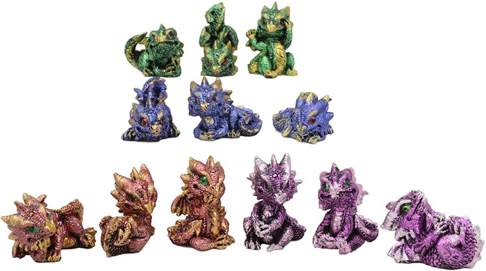 Ebros Gift Ebros Set Of 12 Colorful Red Green Purple Blue Baby Dragons Miniature Figurine