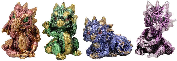 Ebros Gift Ebros Set Of 12 Colorful Red Green Purple Blue Baby Dragons Miniature Figurine