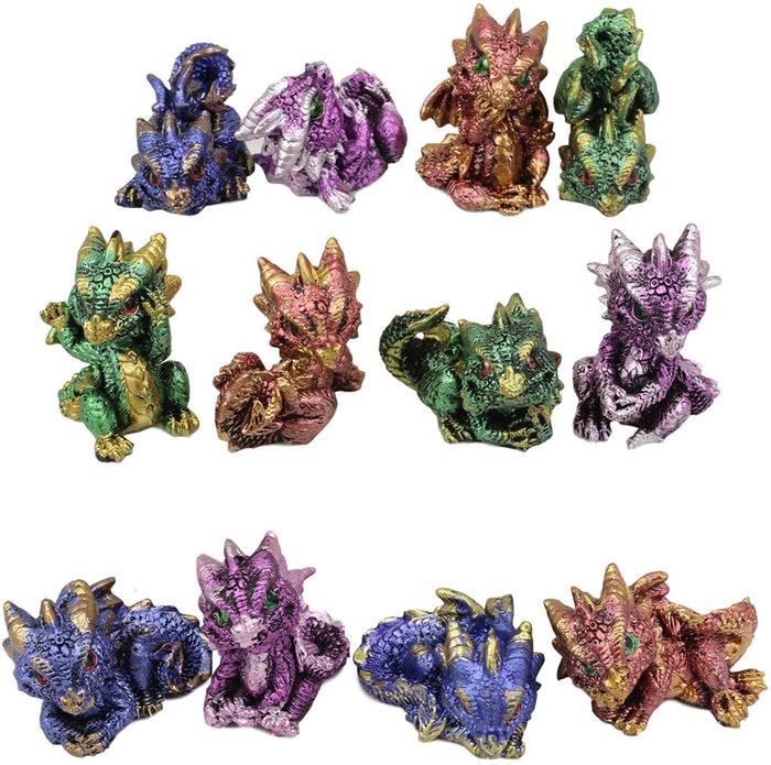 ebros gift Ebros Set of 12 Colorful Red Green Purple Blue Baby Dragons Miniature Figurine