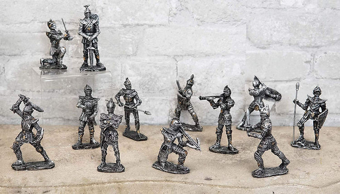 Ebros Gift Ebros Set Of 12 Medieval Knights W/ Swords Crossbow Halberds & Shield Figurines