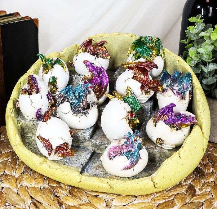Ebros Gift Ebros Set Of 12 Wyrmling Dragons In Eggs Figurine Miniatures With Dragon Egg Display Set Colorful Fantasy Egg Hatchling Figurines Set Of 12 Dungeons And Medieval Alchemy Fantasy Dragon Collectibles