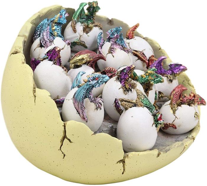 Ebros Gift Ebros Set Of 12 Wyrmling Dragons In Eggs Figurine Miniatures With Dragon Egg Display Set Colorful Fantasy Egg Hatchling Figurines Set Of 12 Dungeons And Medieval Alchemy Fantasy Dragon Collectibles