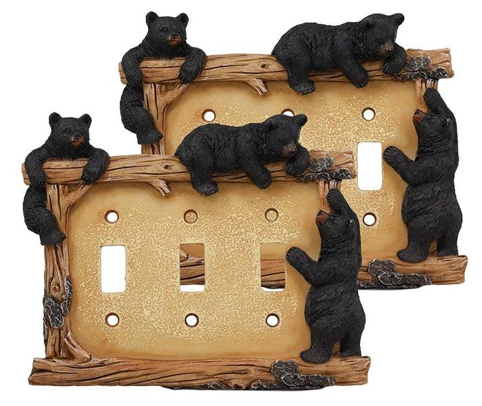 Ebros Gift Ebros Set Of 2 Black Bear & Twigs Wall Light Cover Plate Triple Toggle Switches
