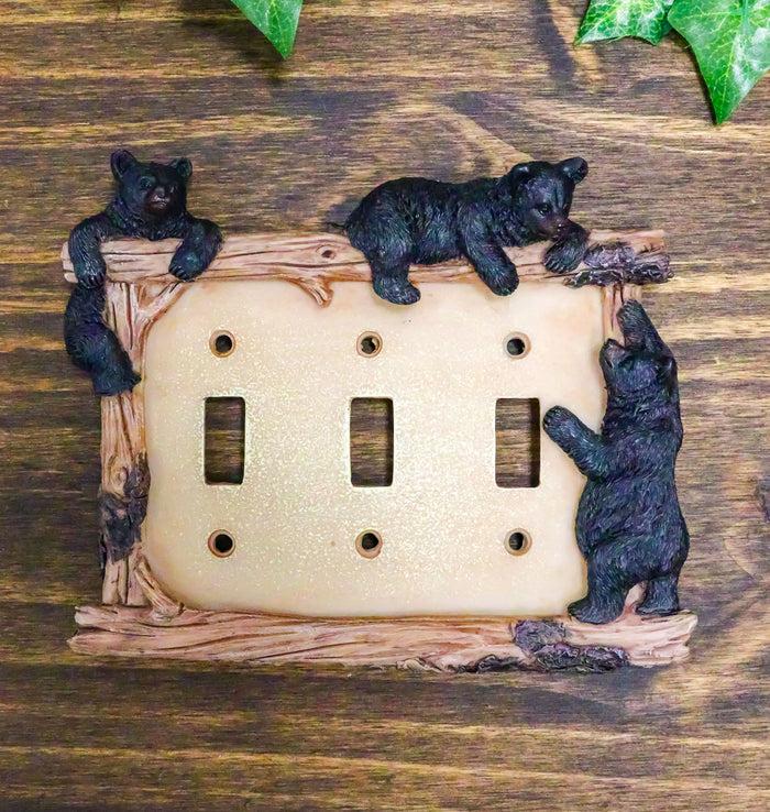 ebros gift Ebros Set of 2 Black Bear & Twigs Wall Light Cover Plate Triple Toggle Switches