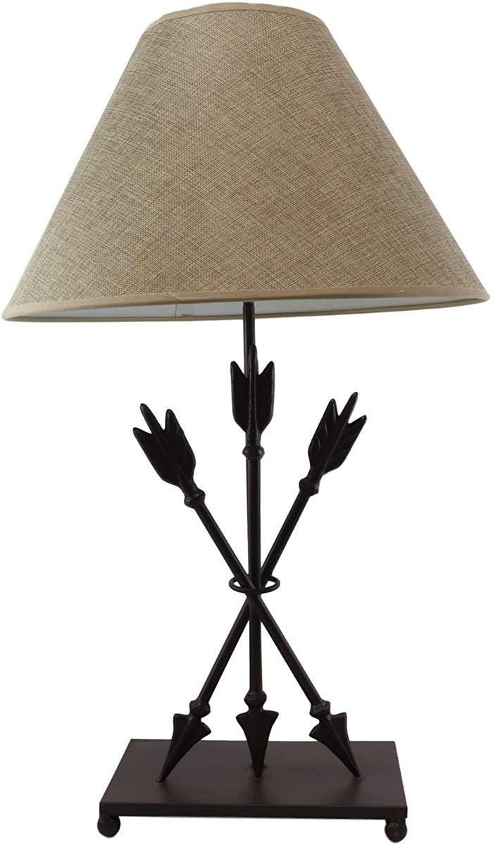Ebros Gift Ebros SET OF 2 Crossed Arrows With Ring Center Base Desktop Table Lamps W/ Shade