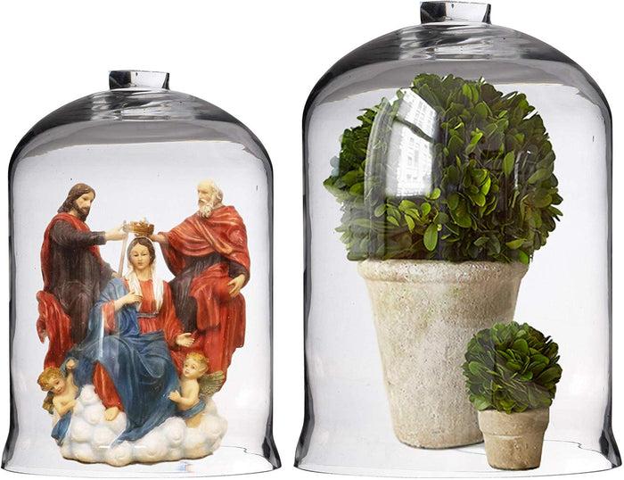 Ebros Gift Ebros Set Of 2 Large Decorative Sleek Clear Glass Apothecary Cloche Bell Jars