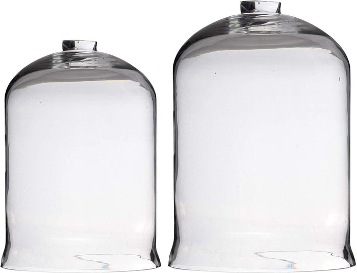 ebros gift Ebros Set of 2 Large Decorative Sleek Clear Glass Apothecary Cloche Bell Jars