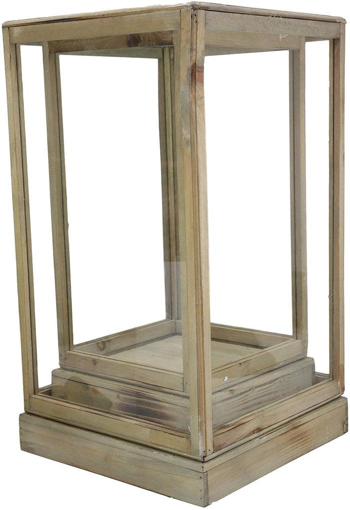 Ebros Gift Ebros Set Of 2 Large Rustic Clear Glass Display Boxes With Natural Wood Frames