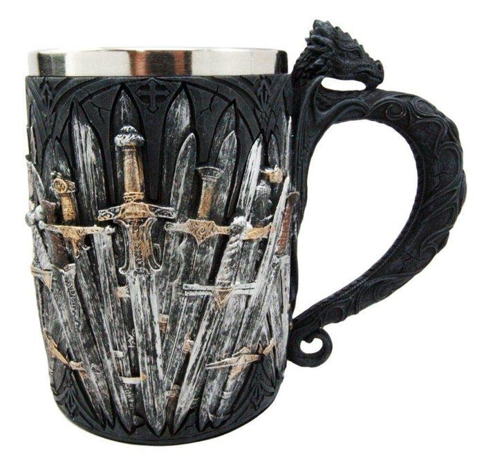Ebros Gift Ebros Set Of 2 Medieval Valyrian Steel Swords Wine Goblet And Dragon Iron Throne Mug