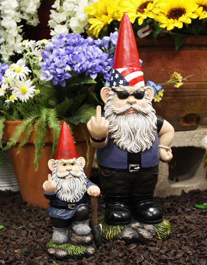 ebros gift Ebros Set of 2 Rude Gnomes Go Away Unwelcome Gnomes Flipping Double Birds Statue