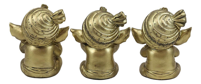 Ebros Gift Ebros Set Of 3 See Hear Speak No Evil Ganesha With Turban Figurines 4" Tall