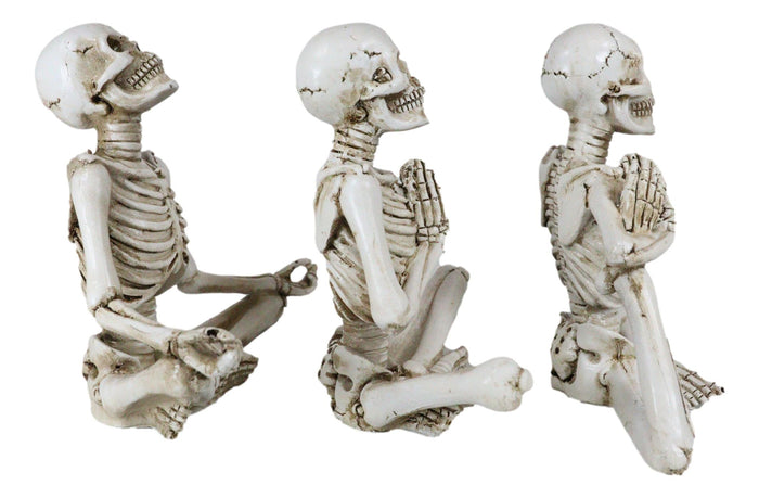 Ebros Gift Ebros Set Of 3 Whimsical Namaste Meditating Yoga Skeletons Trio Figurines 5.5" Tall