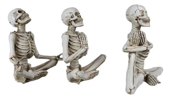 Ebros Gift Ebros Set Of 3 Whimsical Namaste Meditating Yoga Skeletons Trio Figurines 5.5" Tall