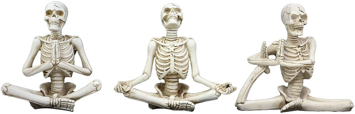 Ebros Gift Ebros Set Of 3 Whimsical Namaste Meditating Yoga Skeletons Trio Figurines 5.5" Tall