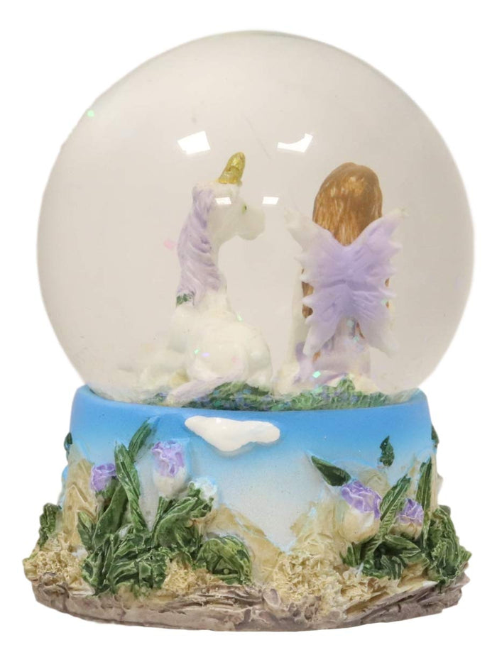 Ebros Gift Ebros Set Of 4 Fantasy Pixie Fairies And Unicorns Small Glitter Water Globe Figurines