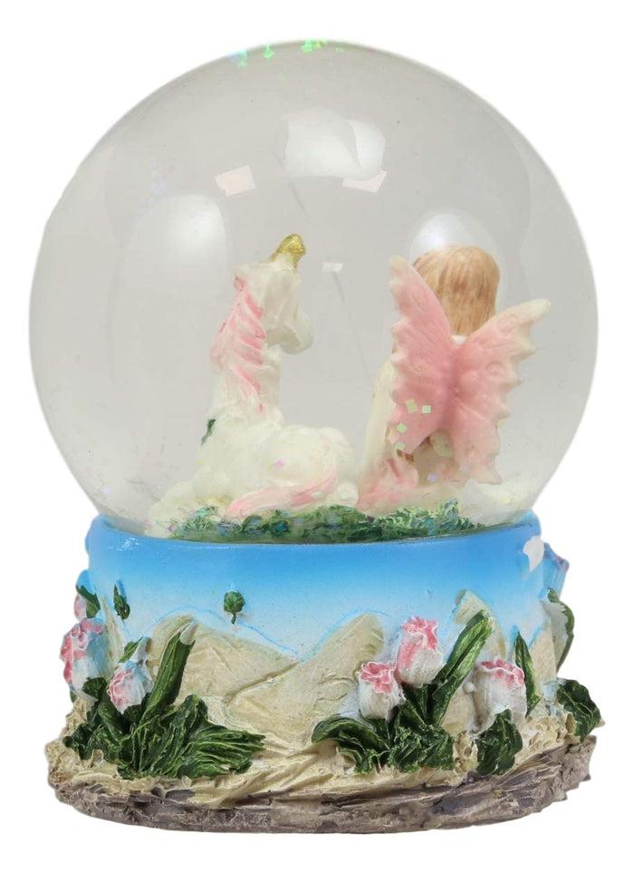 Ebros Gift Ebros Set Of 4 Fantasy Pixie Fairies And Unicorns Small Glitter Water Globe Figurines