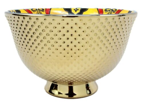 Ebros Gift Ebros Set Of 4 Luxury Gold Plated Personal Sized Dining Bowls 6"Diameter Made Of Ceramic Bowl Ideal For Ramen Noodles Soup Rice & Dinner Party Hosting (Orange Pea Pods)