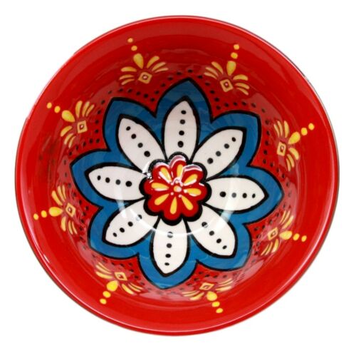 Ebros Gift Ebros Set Of 4 Luxury Gold Plated Personal Sized Dining Bowls 6"Diameter Made Of Ceramic Bowl Ideal For Ramen Noodles Soup Rice & Dinner Party Hosting (Red Lotus Blossom)
