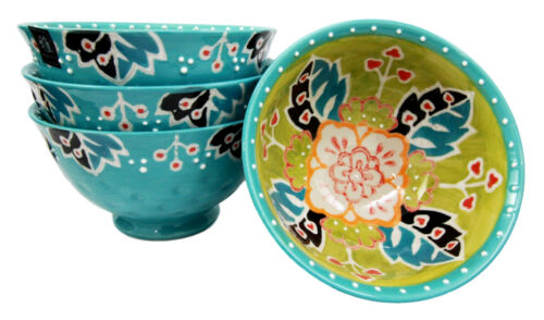 Ebros Gift Ebros Set Of 4 Luxury Ottoman Style Textured Dining Bowls 5.75"Diameter Made Of Ceramic Ideal For Home Decor Dinnerware & Giftware (Four Seasons)