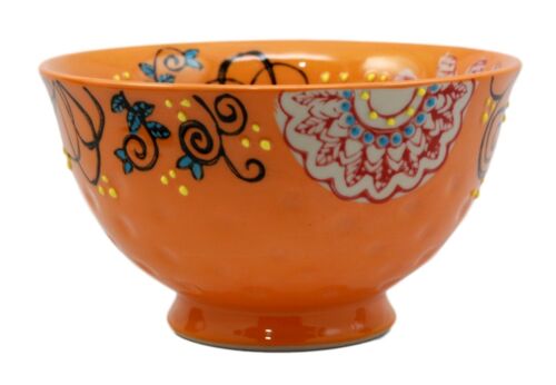 Ebros Gift Ebros Set Of 4 Luxury Ottoman Style Textured Dining Bowls 5.75"Diameter Made Of Ceramic Ideal For Home Decor Dinnerware & Giftware (Oriental Orange)