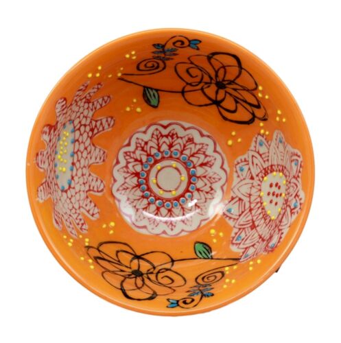 Ebros Gift Ebros Set Of 4 Luxury Ottoman Style Textured Dining Bowls 5.75"Diameter Made Of Ceramic Ideal For Home Decor Dinnerware & Giftware (Oriental Orange)