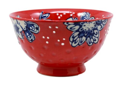 Ebros Gift Ebros Set Of 4 Luxury Ottoman Style Textured Dining Bowls 5.75"Diameter Made Of Ceramic Ideal For Home Decor Dinnerware & Giftware (Red Floral)