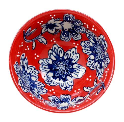 Ebros Gift Ebros Set Of 4 Luxury Ottoman Style Textured Dining Bowls 5.75"Diameter Made Of Ceramic Ideal For Home Decor Dinnerware & Giftware (Red Floral)