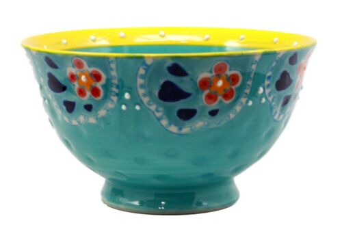 Ebros Gift Ebros Set Of 4 Luxury Ottoman Style Textured Dining Bowls 5.75"Diameter Made Of Ceramic Ideal For Home Decor Dinnerware & Giftware (Ocean Blue)