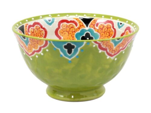 Ebros Gift Ebros Set Of 4 Luxury Ottoman Style Textured Dining Bowls 5.75"Diameter Made Of Ceramic Ideal For Home Decor Dinnerware & Giftware (Earth Green)