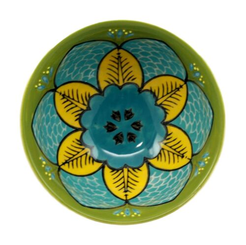 Ebros Gift Ebros Set Of 4 Luxury Ottoman Style Textured Dining Bowls 5.75"Diameter Made Of Ceramic Ideal For Home Decor Dinnerware & Giftware (Turquoise Blossom)