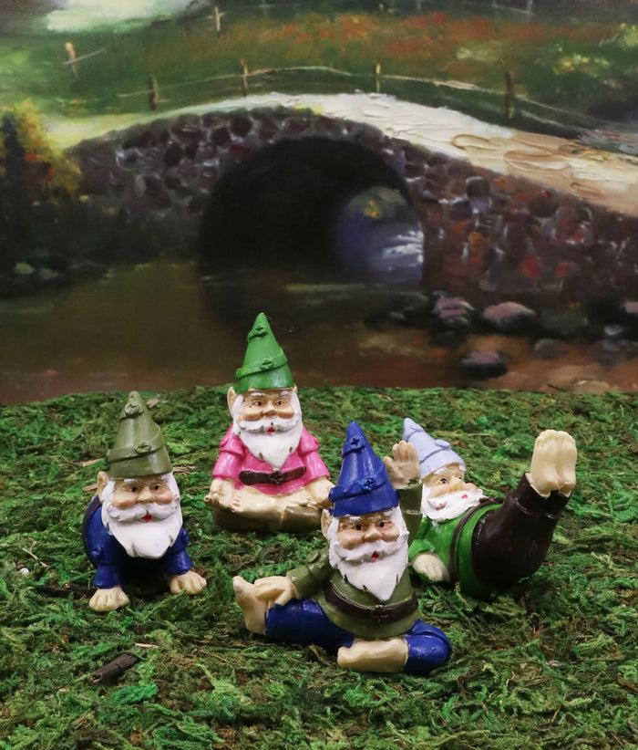 Ebros Gift Ebros Set Of 4 Mini Yoga Garden Gnomes Miniature Figurines