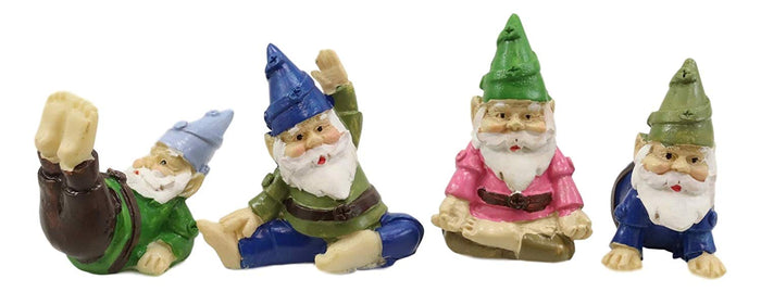 Ebros Gift Ebros Set Of 4 Mini Yoga Garden Gnomes Miniature Figurines
