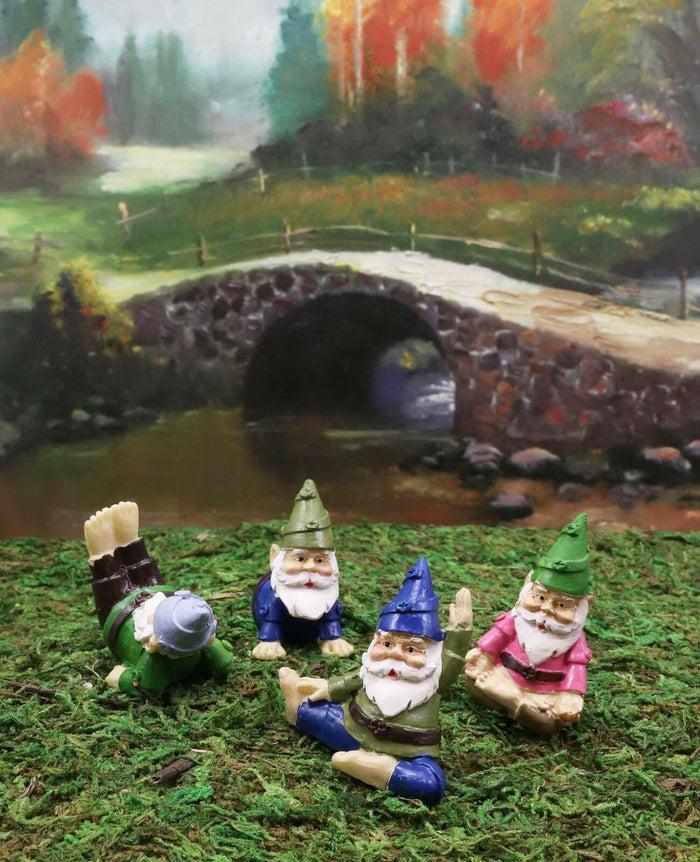 Ebros Gift Ebros Set Of 4 Mini Yoga Garden Gnomes Miniature Figurines