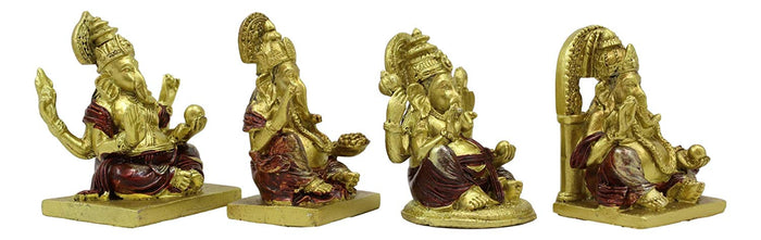 Ebros Gift Ebros Set Of 4 Miniature Hindu God Of Success Lord Ganesha Sitting On Throne Figurines