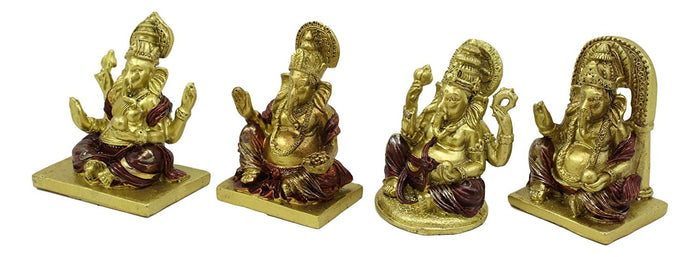Ebros Gift Ebros Set Of 4 Miniature Hindu God Of Success Lord Ganesha Sitting On Throne Figurines