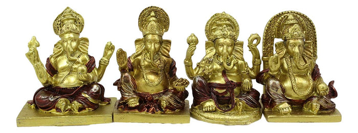 ebros gift Ebros Set Of 4 Miniature Hindu God Of Success Lord Ganesha Sitting On Throne Figurines