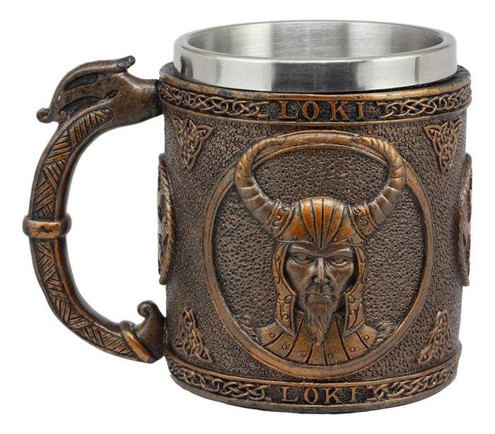 Ebros Gift Ebros Set Of 4 Norse Viking God Odin Alfather Valkyrie Thor Loki Coffee Mug 13oz