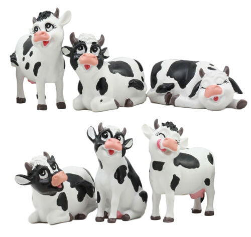 Ebros Gift Ebros Set Of 6 Whimsical Cute Bovine Cows Figurine Cattle Cow Animal Collectible