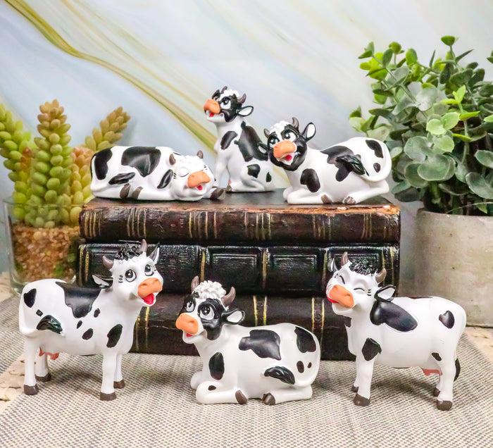 ebros gift Ebros Set of 6 Whimsical Cute Bovine Cows Figurine Cattle Cow Animal Collectible