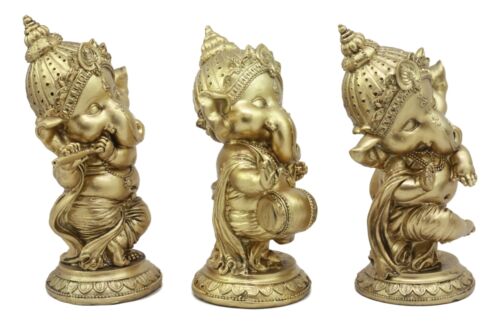 Ebros Gift Ebros Set Of Three Elephant God Ritual Dancing Music Ganesha Hindu Figurine 6" H