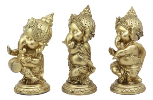 Ebros Gift Ebros Set Of Three Elephant God Ritual Dancing Music Ganesha Hindu Figurine 6" H