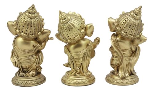 Ebros Gift Ebros Set Of Three Elephant God Ritual Dancing Music Ganesha Hindu Figurine 6" H