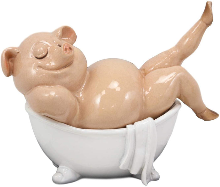 Ebros Gift Ebros Sexy Babe Marilyn The Swine Pig Diva Bathing In Bathtub Statue 6"L Animal Decor