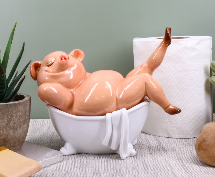 ebros gift Ebros Sexy Babe Marilyn The Swine Pig Diva Bathing in Bathtub Statue 6"L Animal Decor