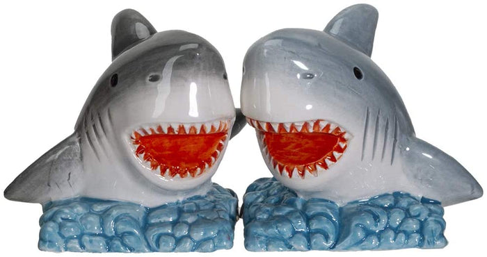 ebros gift Ebros Sharks on the Sea Ceramic Salt and Pepper Shakers Set 2.5"H