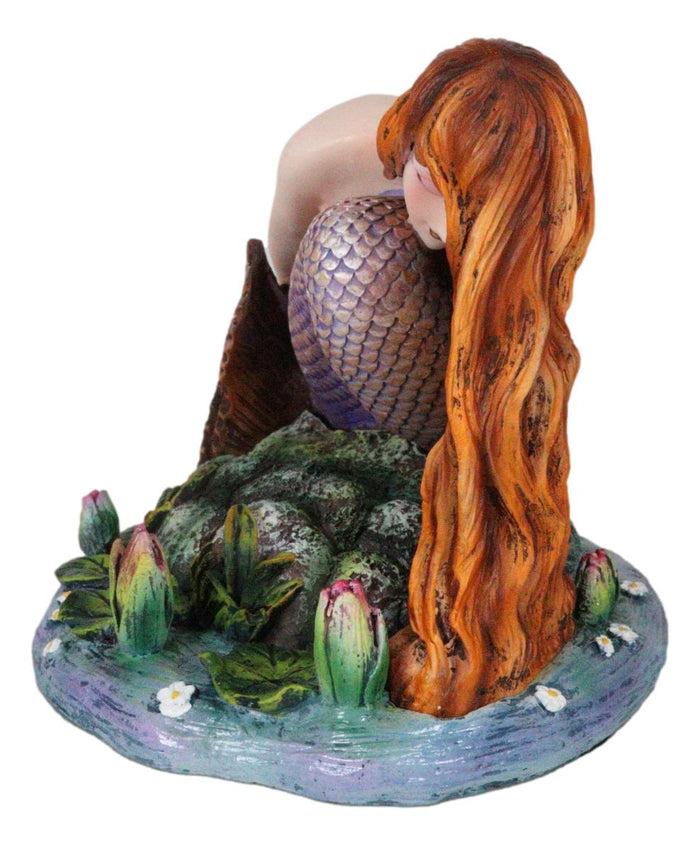 Ebros Gift Ebros Sheila Wolk Masterpiece Quietude Mermaid Statue 4.25" Tall Mythical Fantasy Mermaid Praying By A Lagoon Nautical Decor Figurine