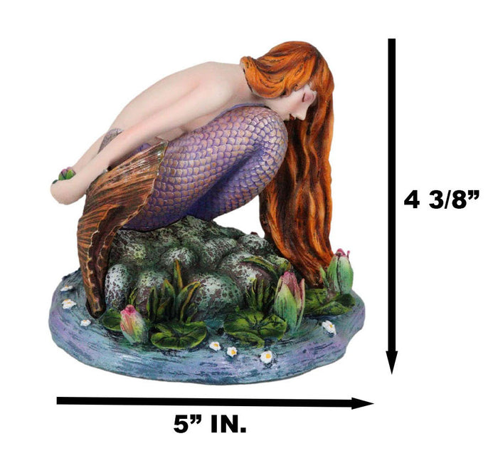 Ebros Gift Ebros Sheila Wolk Masterpiece Quietude Mermaid Statue 4.25" Tall Mythical Fantasy Mermaid Praying By A Lagoon Nautical Decor Figurine