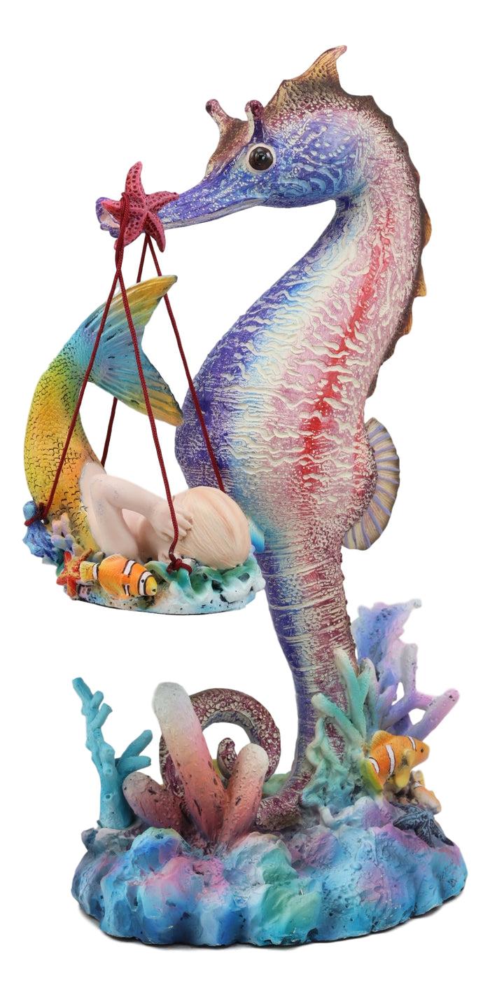 Ebros Gift Ebros Sheila Wolk Ocean Mer Birth Baby Merboy Rainbow Seahorse Delivery Statue 9.25" Tall Mythical Fantasy Siren Mermaid Mermaids Merboys Seahorses Nautical Themed Decor Figurine